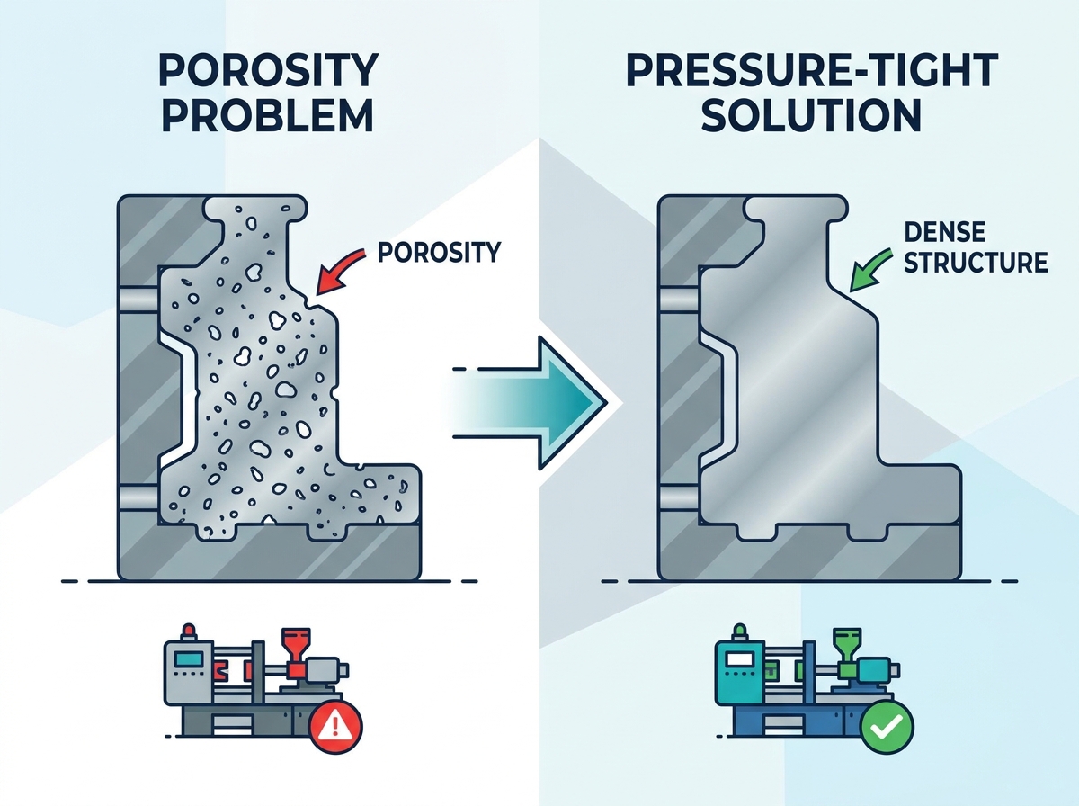 Die casting process for pressure-tight components